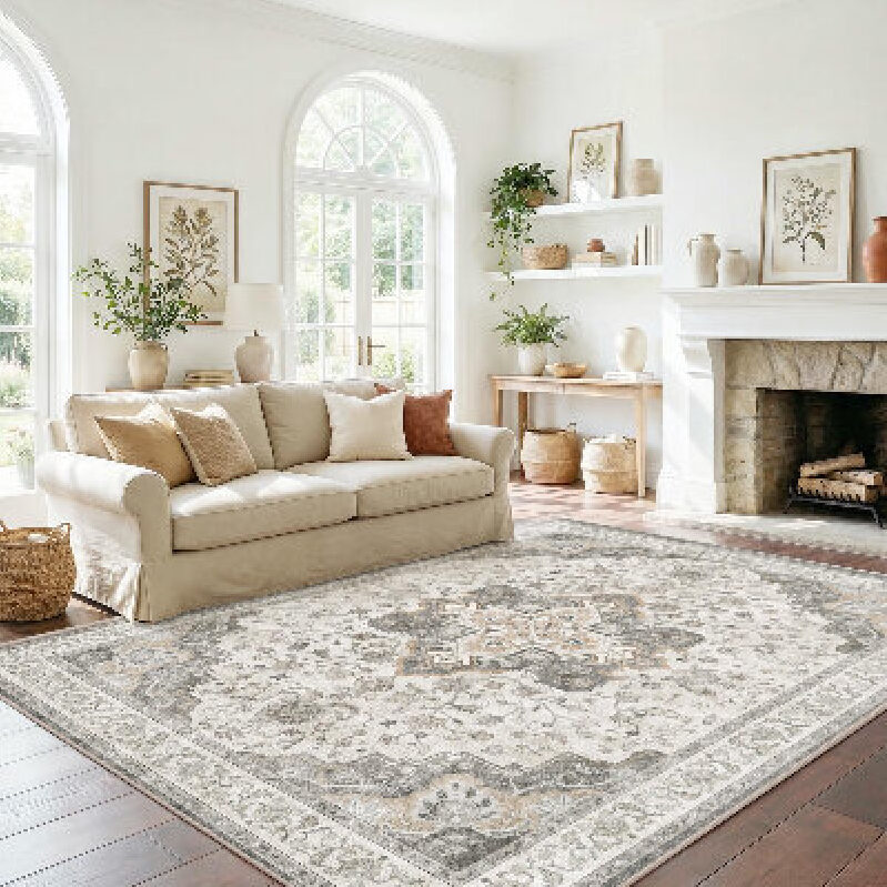 Elegant 5x7 Machine Washable Area Rug - Perfect for Living Room