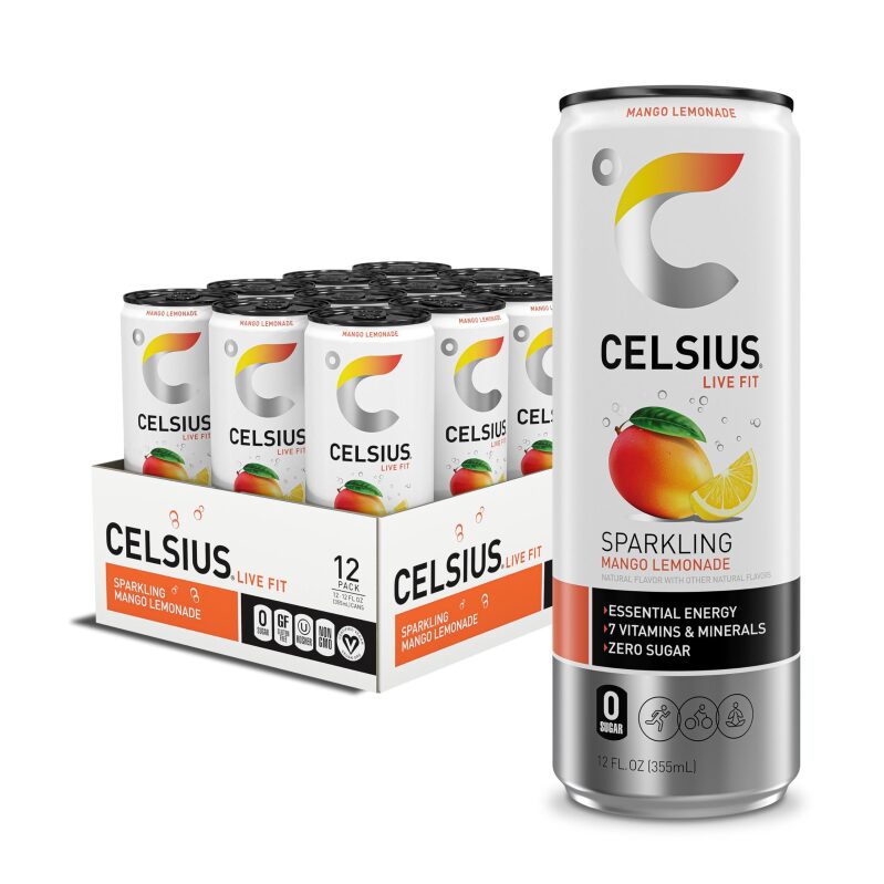 CELSIUS Sparkling Mango Lemonade Sugar Free Energy Drink 12pk