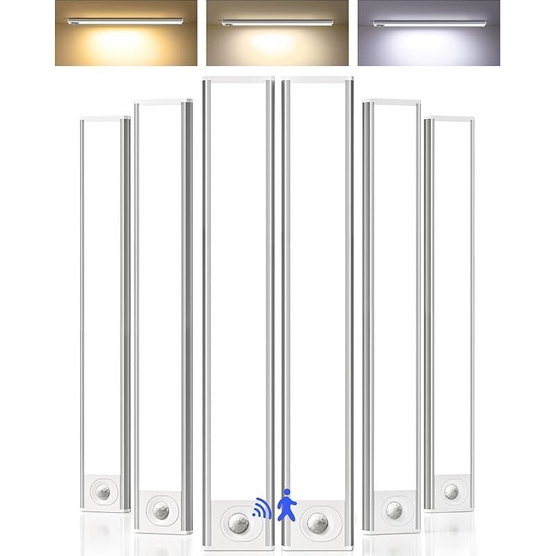 Ametheus 16-in Under Cabinet Motion Sensor USB-C Rechargeable LED Lights (6-Pack)