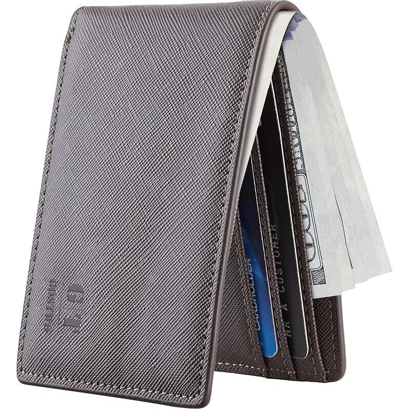 Slim Bifold Leather Wallet with ID Window - Stylish and Functional