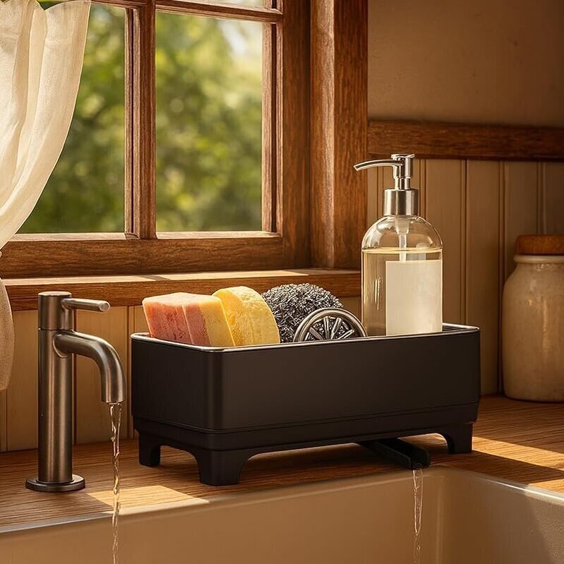 Stainless Steel Sponge Holder for Kitchen Sink - Rustproof, Durable, and Space-Saving