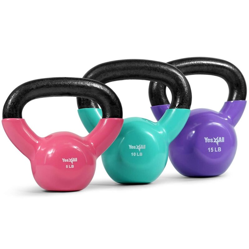 Yes4All Vinyl Coated Kettlebell Cast Iron Sets - Progressive Strength Training