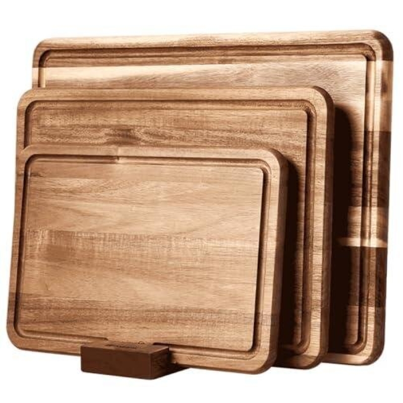Triple Wooden Cutting Board Set with Grooves - 64% Discounted