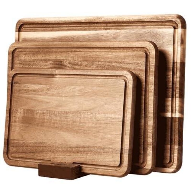 Triple Wooden Cutting Board Set with Grooves - 64% Discounted