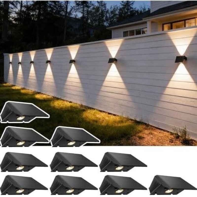 十盏 Solar-Powered Wall Lights - Warm White, IP67 Waterproof, 60% OFF