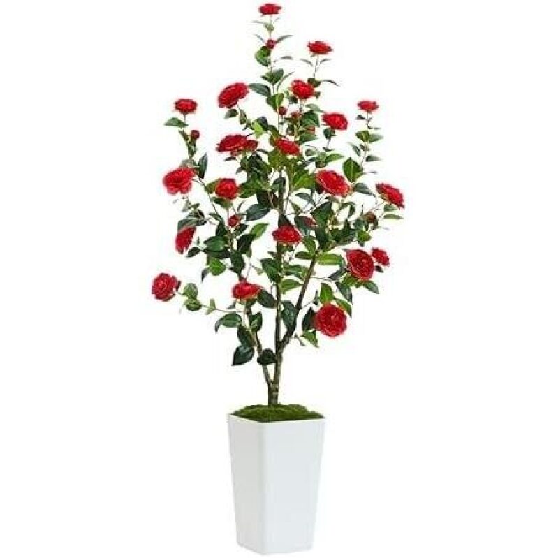 Elegant 5-Feet Artificial Camellia Tree with Red and White Flowers - 66% Discount