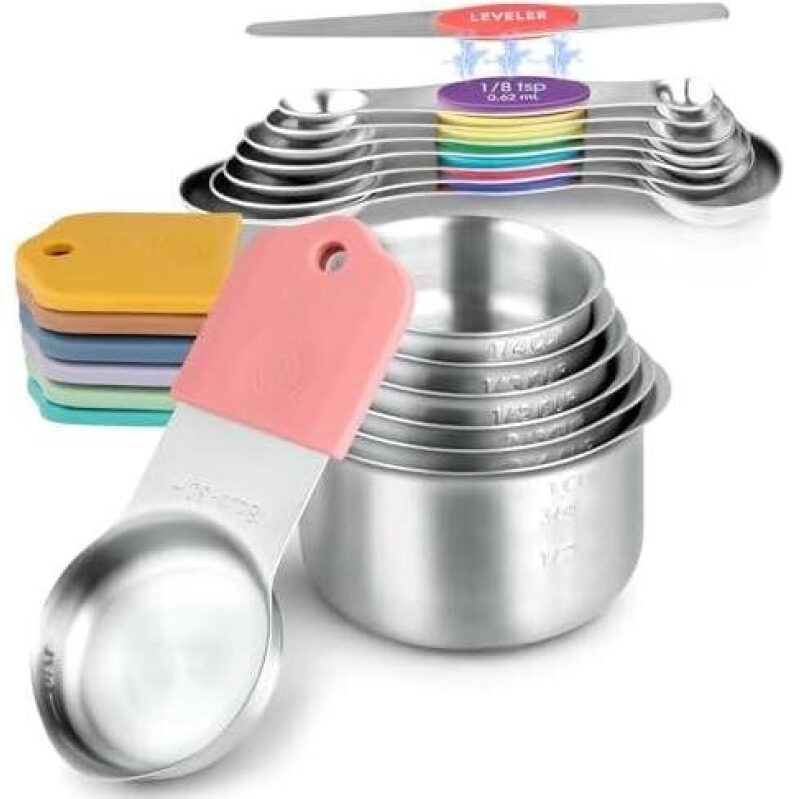 15-Piece Stainless Steel Measuring Cups & Spoons Set - 35% Discount