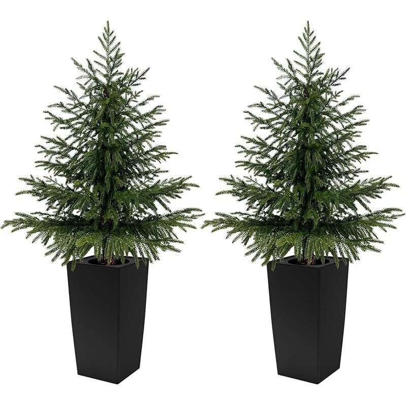 Stylish Artificial Cedar Topiary Trees 2-Pack - Perfect for Outdoor Decor