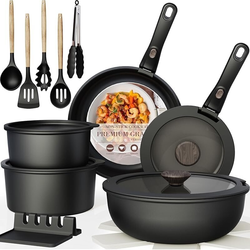 21pc Astercook Non Stick RV Pots and Pans Ceramic Cookware Set