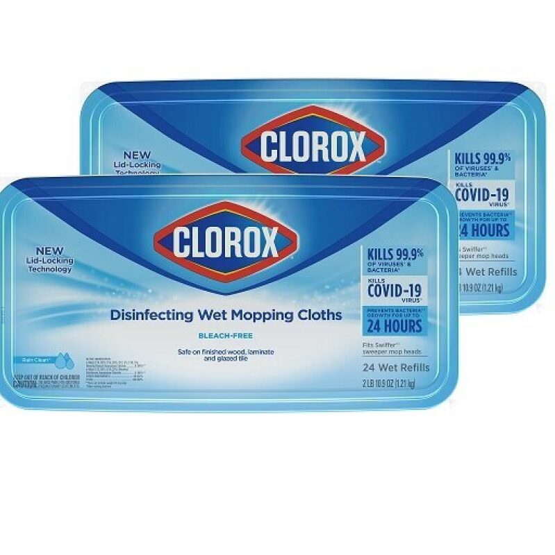 Clorox Disinfecting Wet Mopping Cloths: 48 Pack, 24 Wet Refills, Bleach-Free