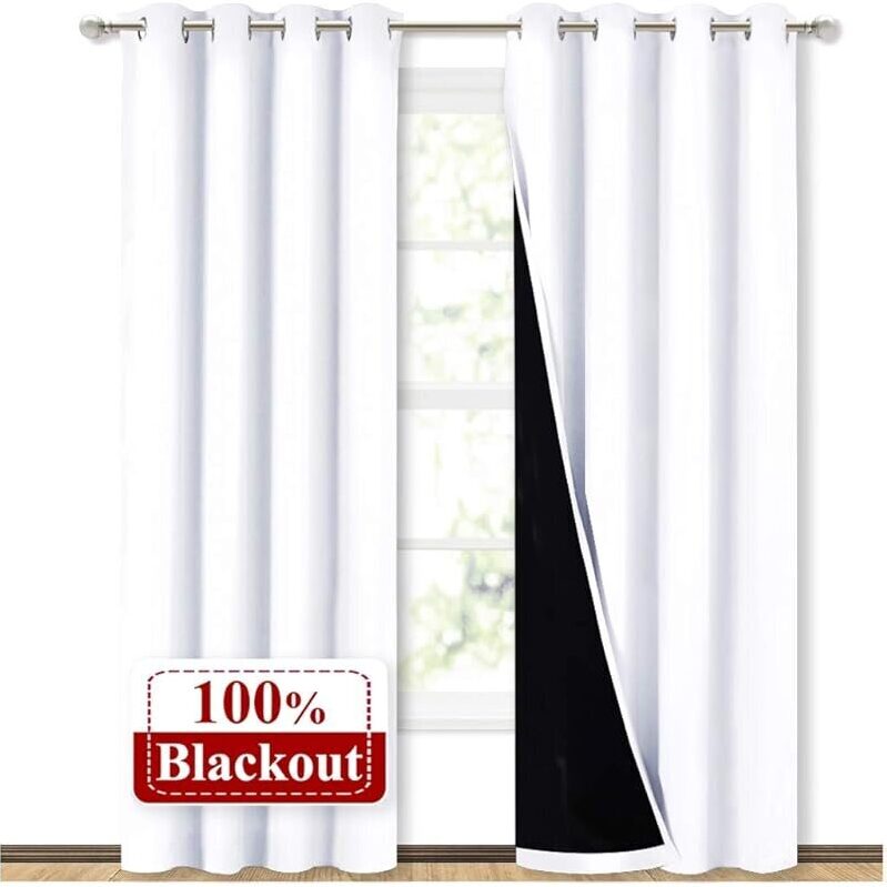 2-Piece 100% Blackout Window Curtain Panels - Elegant & Easy Install