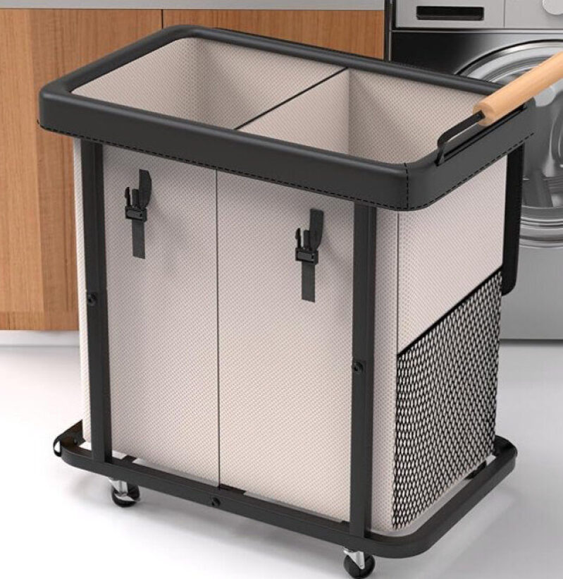 190L Double Compartment Laundry Hamper with Wheels - Prime Exclusive