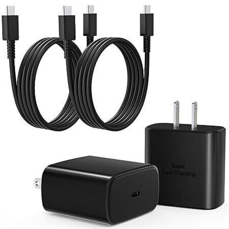 2-Pack 45W USB C Wall Chargers with 3' Cables - Fast Charging for Multiple Devices