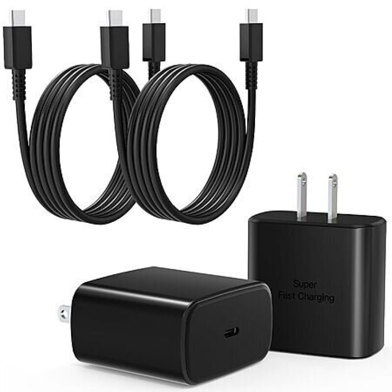 2-Pack 45W USB C Wall Chargers with 3' Cables - Fast Charging for Multiple Devices