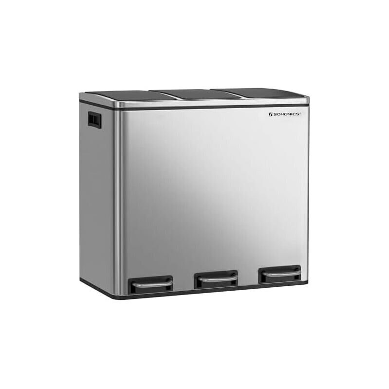 Efficient 3-Compartment Stainless Steel Trash Can for Kitchen
