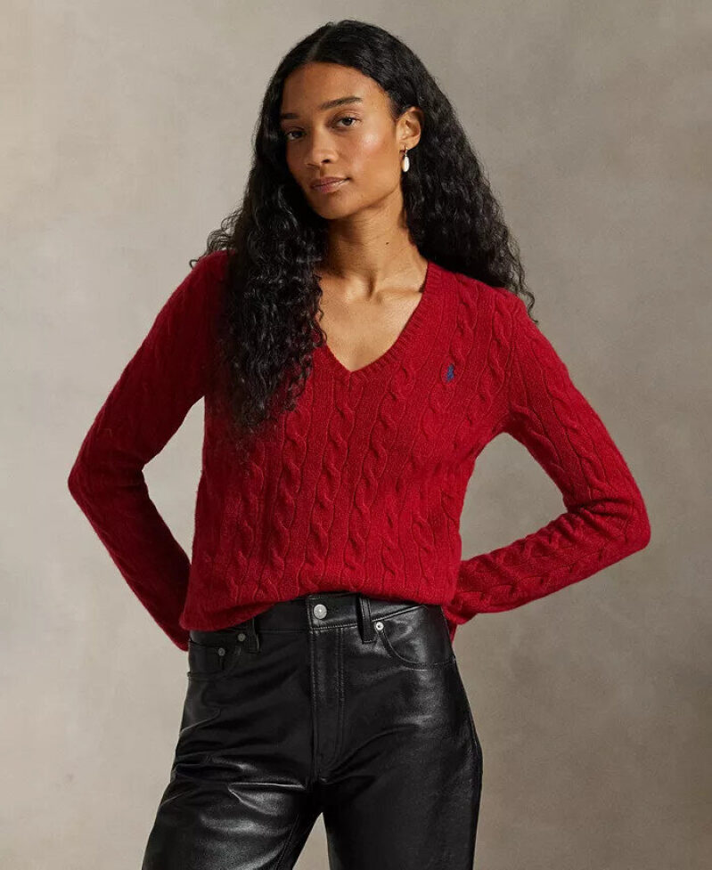 Polo Ralph Lauren Women's Wool Cashmere V-Neck Sweater - Great Deal