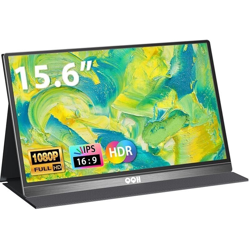 QQH 15.6-inch FHD 1080P Portable Monitor: Perfect for On-the-Go Productivity