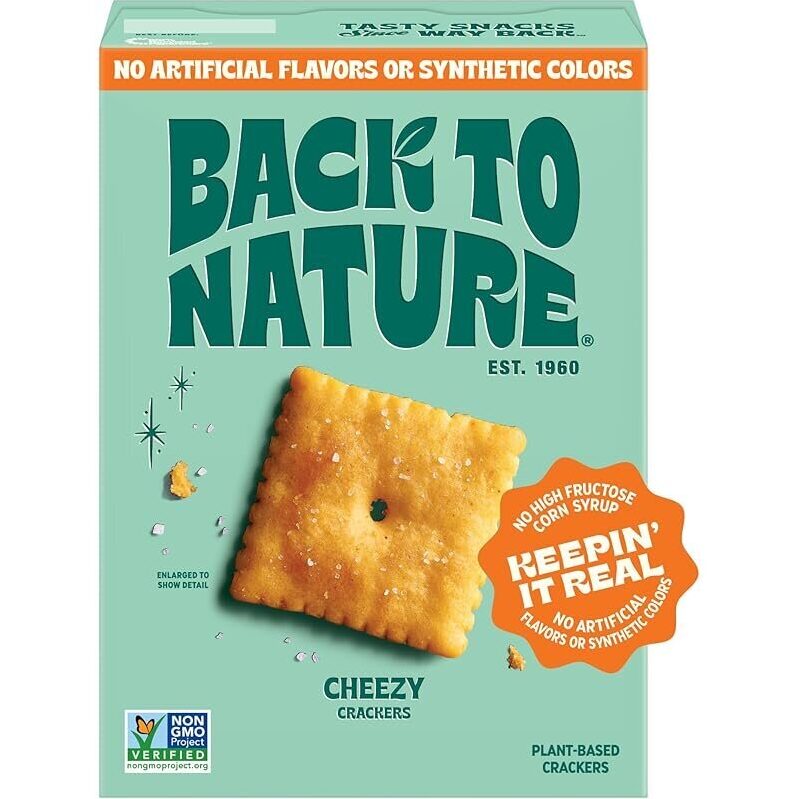 5-Pack Back to Nature Cheezy Square Crackers - Plant-Based, Gluten-Free
