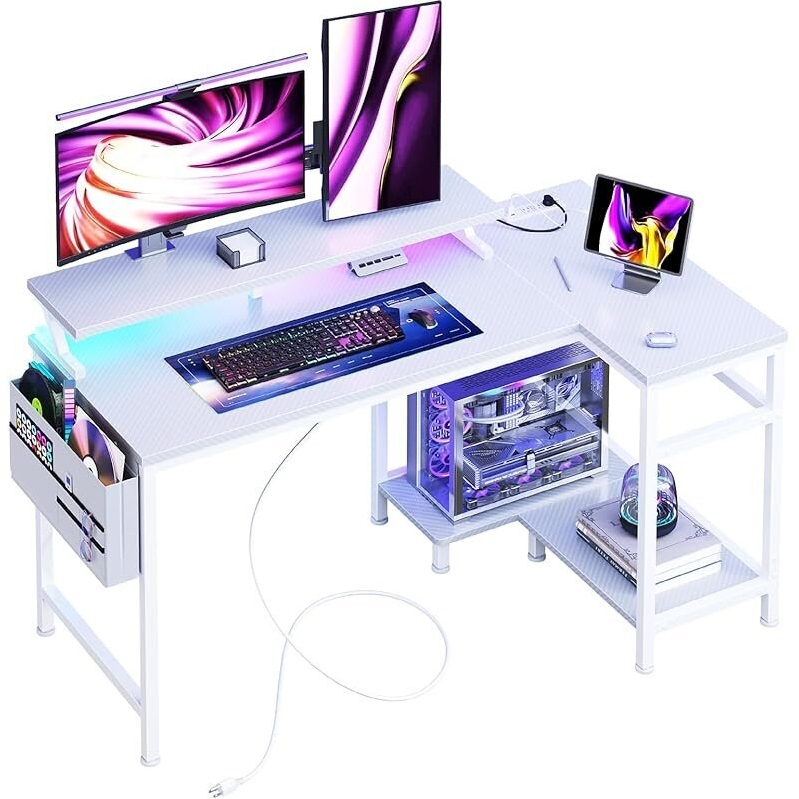 DUMOS 40-in Gaming Desk with Storage Shelves & Monitor Stand