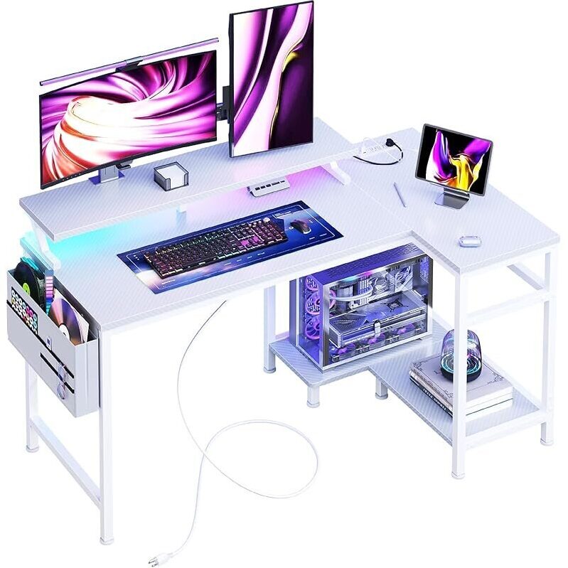 DUMOS 40-in Gaming Desk with Storage Shelves & Monitor Stand