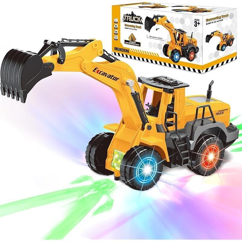 Sparking Adventure: ALOTJOY Excavator Toy with Flashing Lights and Music