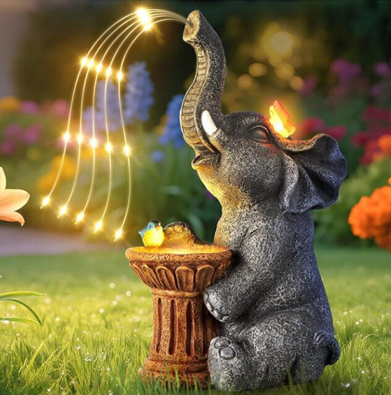 Elephant Solar Garden Bird Feeder Decoration - Save $7.14