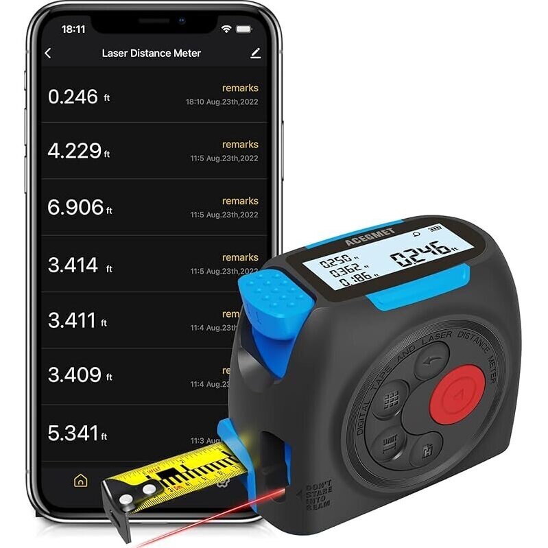 ACEGMET DT30 Digital Laser Tape Measure with Backlit LCD Screen