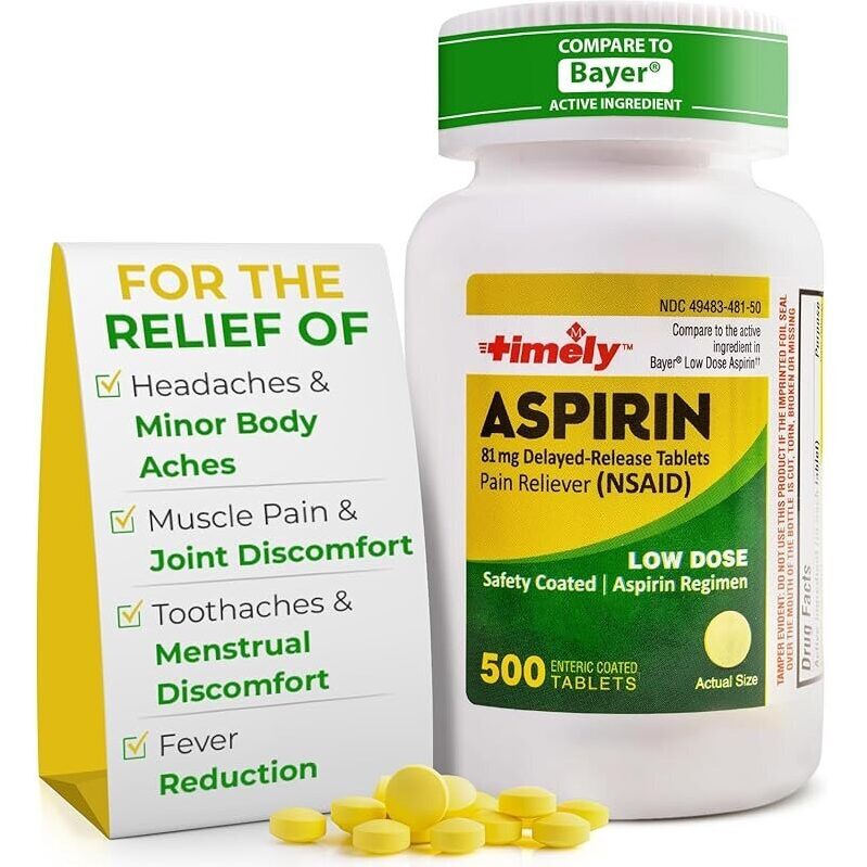 Low Dose Aspirin 81mg Tablets for Pain Relief - TIME-CAP LABS