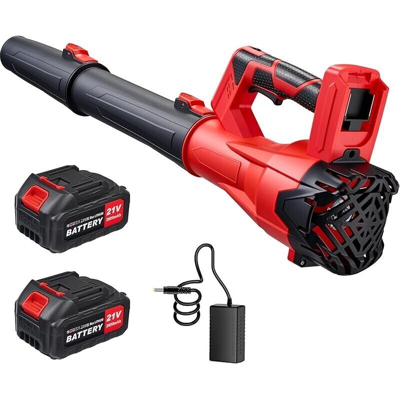 Powerful 650CFM 21V Electric Leaf Blower with 2 Batteries & Charger