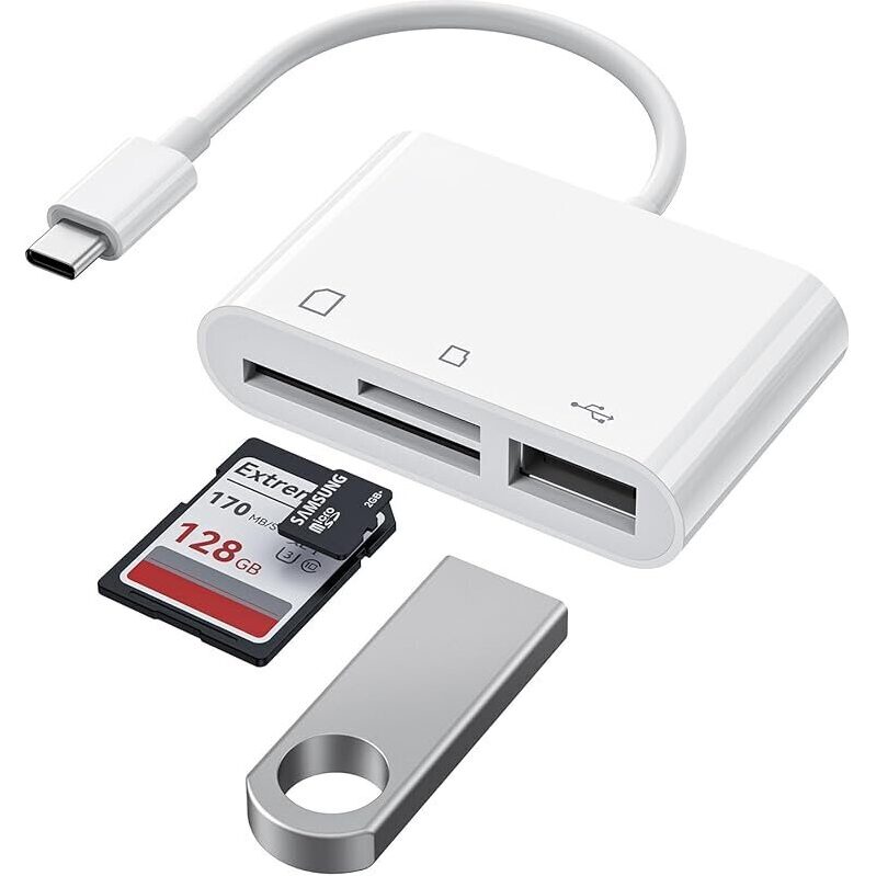 3-in-1 USB C Card Reader for Fast Data Transfer and Storage Expansion