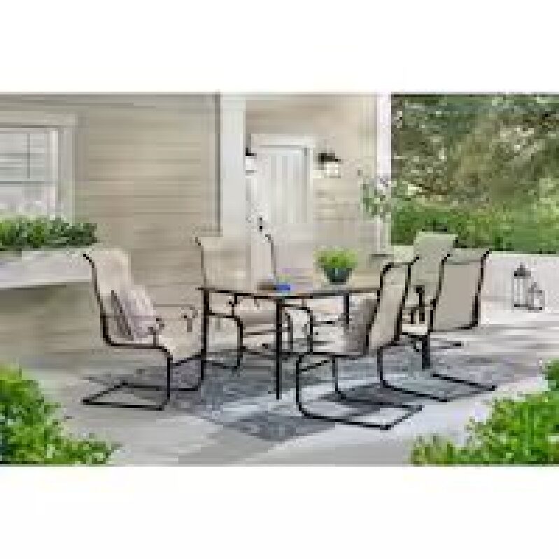 Hampton Bay Glenridge Falls 7-Piece Metal Rectangle Dining Set