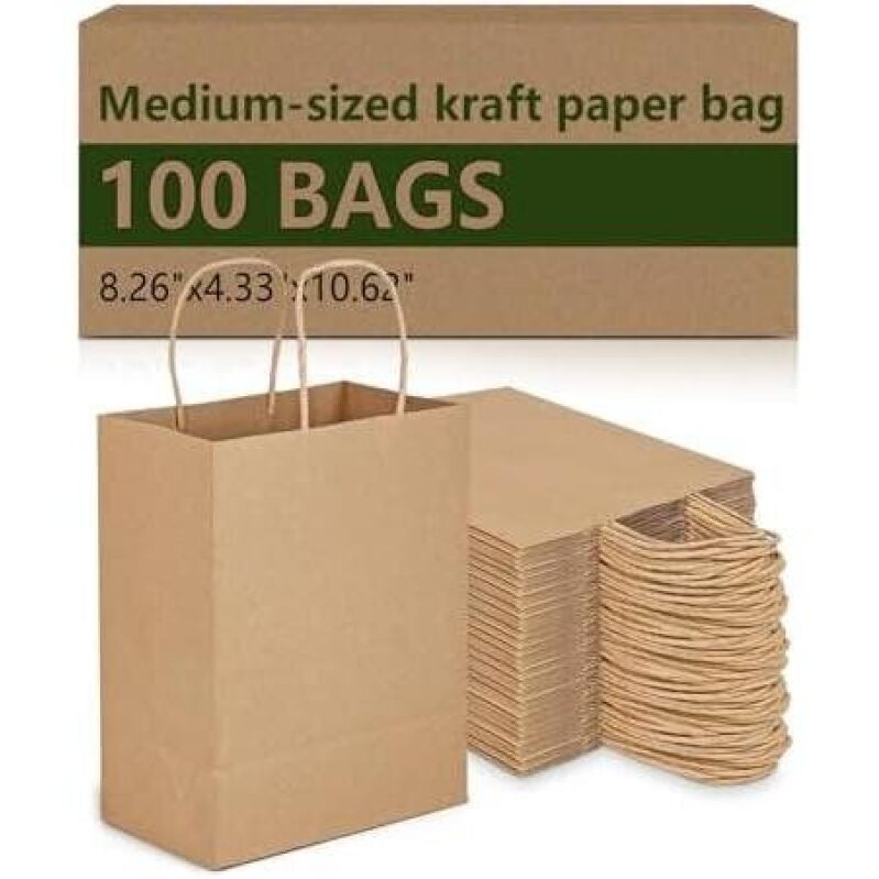 Bulk Medium Kraft Paper Bags with Handles - 100% Discounted