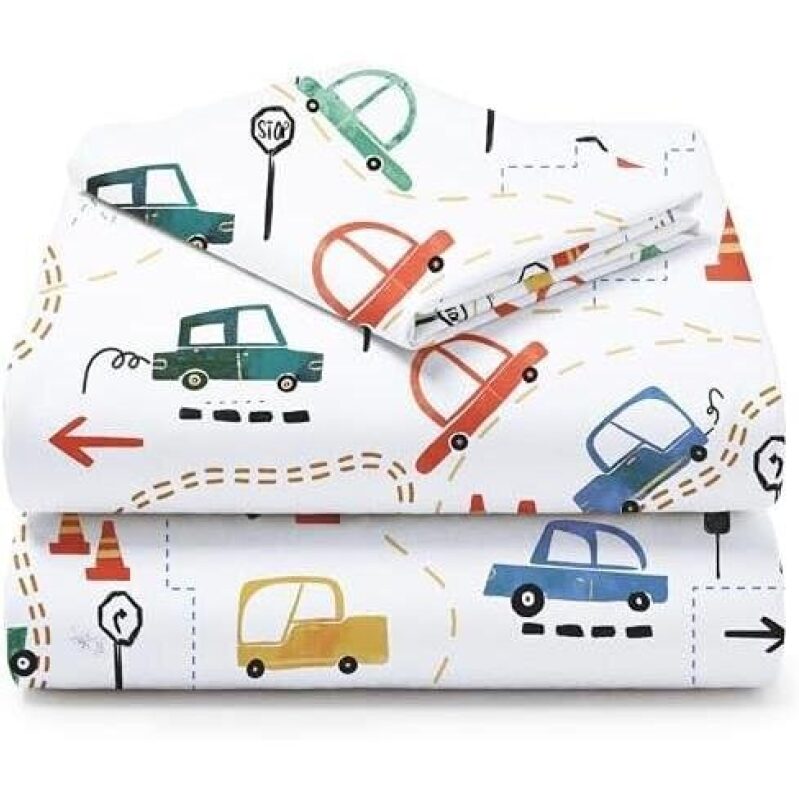 Kids Car-Themed Bedding Set with Deep Pockets and Anti-Wrinkle Finish - 50% Off
