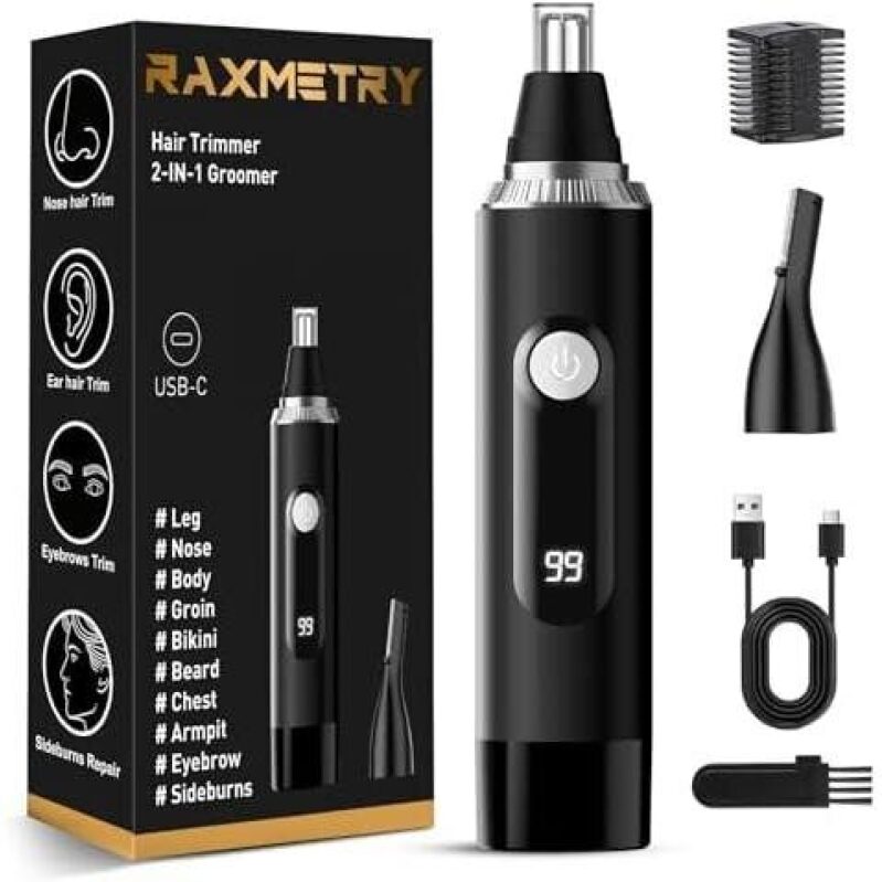 Double-Blade LED Display Painless Facial Hair Trimmer (USB Charging)
