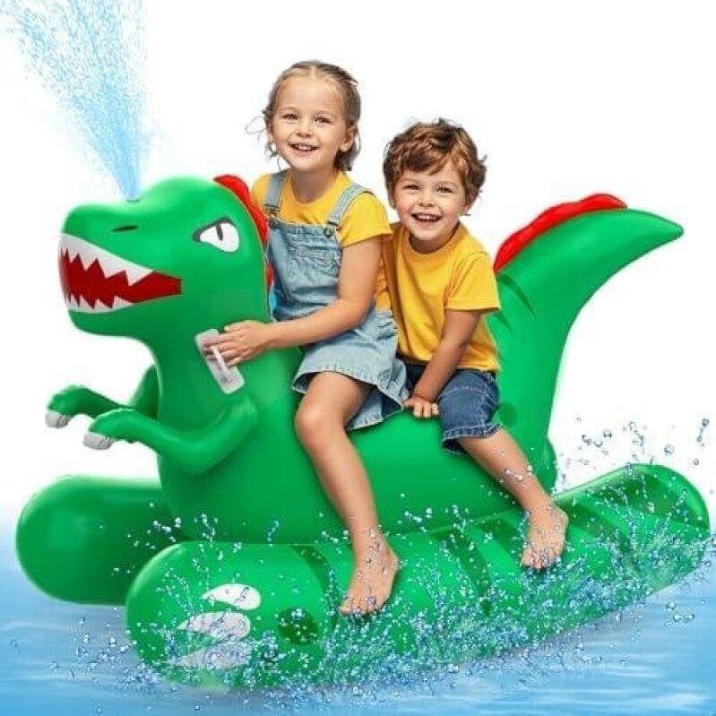 72 Inch Inflatable Dinosaur Pool Float with Sprayer - 50% Discount
