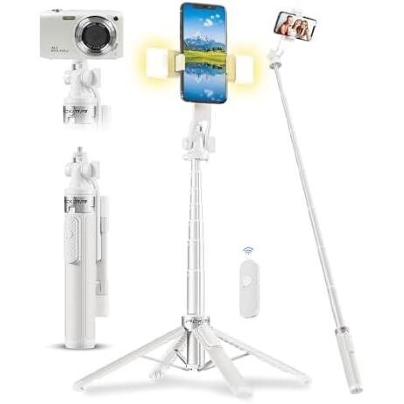 53 Inch Selfie Stick with Light and Remote Control - 50% OFF