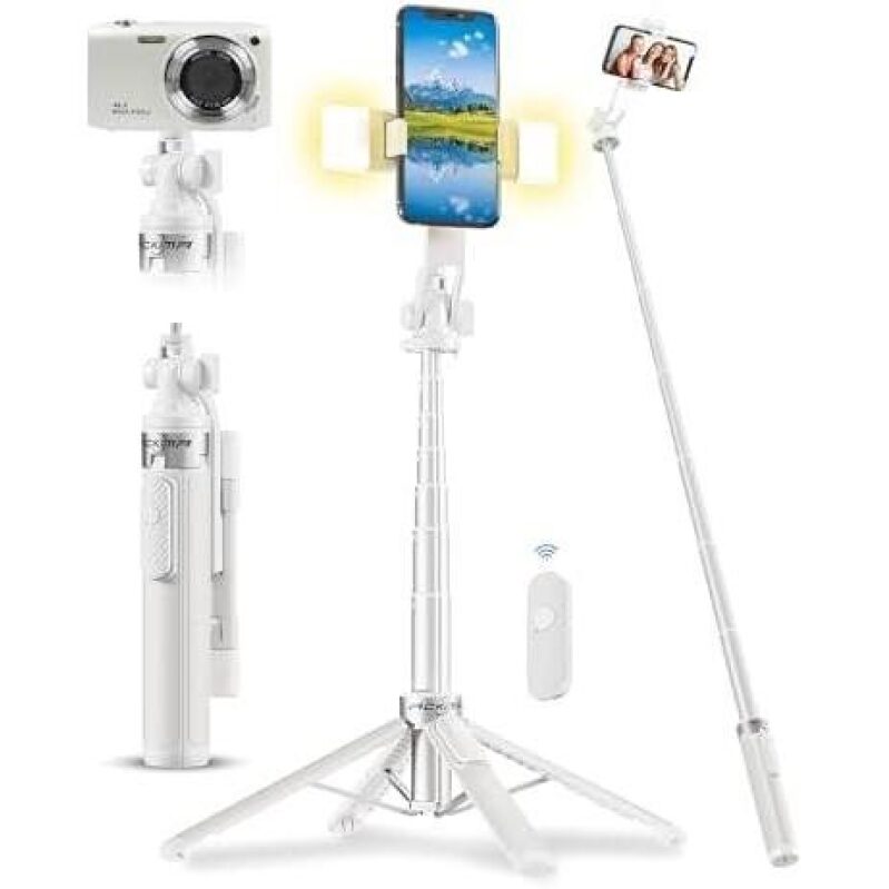 53 Inch Selfie Stick with Light and Remote Control - 50% OFF