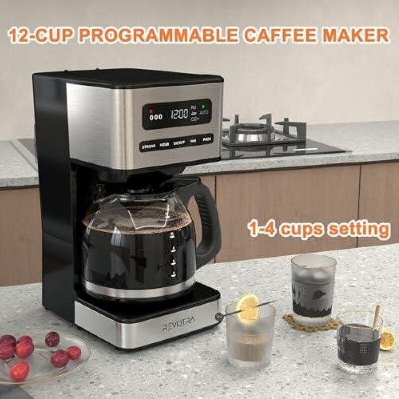 REVOTA 12-Cup Programmable Coffee Maker - Dual Strength Ice Coffee
