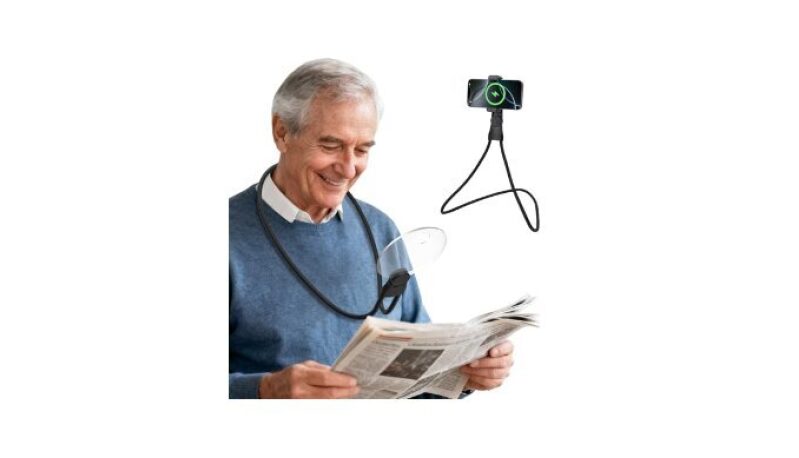 2-in-1 Hands Free Magnifying Glass & Desktop Cell Phone Stand