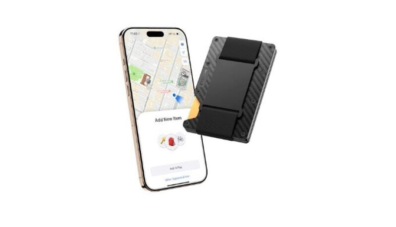 STOUCHI Card Holder Wallet for Men with AirTag Chip - Slim RFID Wallet