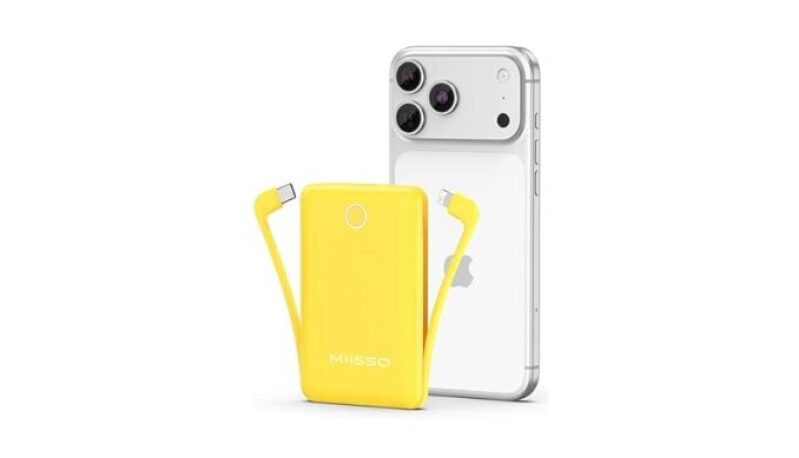 High-Capacity 10000mAh Power Bank with Built-in Cables - Compatible with iPhone