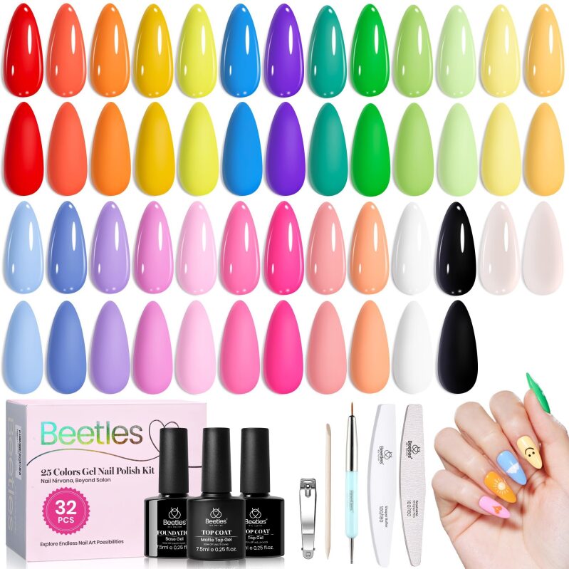Beetles 32-Piece Gel Nail Polish Set - Vibrant Colors for Creative Expression