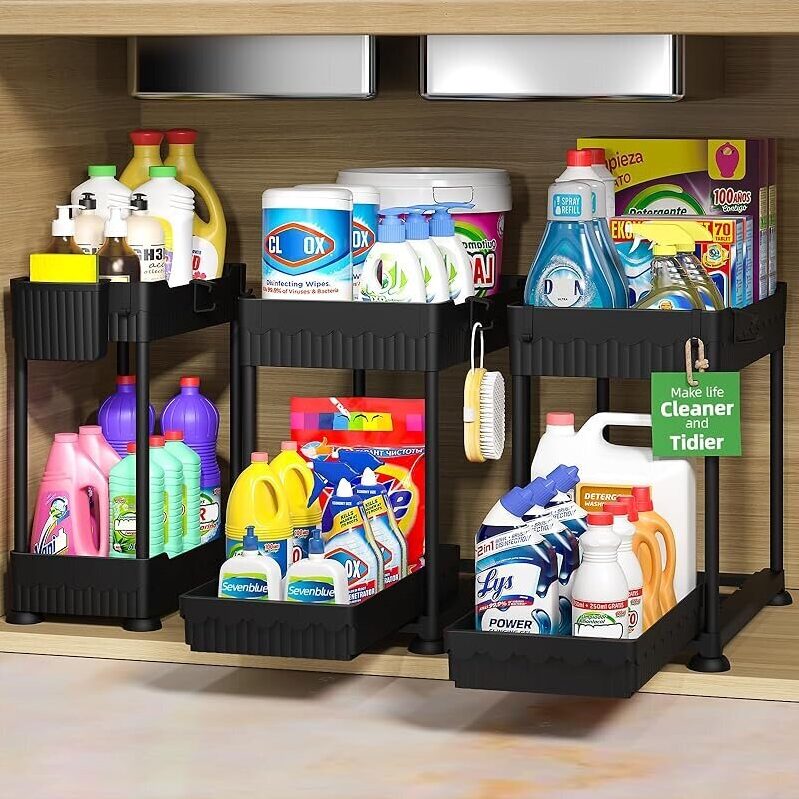 3pk Sevenblue 2-Tier Under Sink Organizers - Efficient Storage Solution