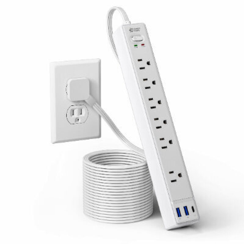 Power Strip with 10ft Cord - 8 Outlets & 4 USB Ports