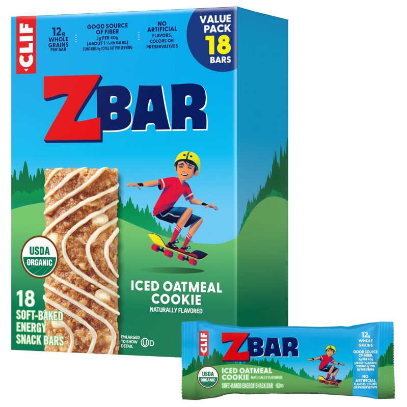 18pk Clif Kid ZBar Iced Oatmeal Cookie Snack Bars - Organic, Whole Grains, No Artificial Flavors