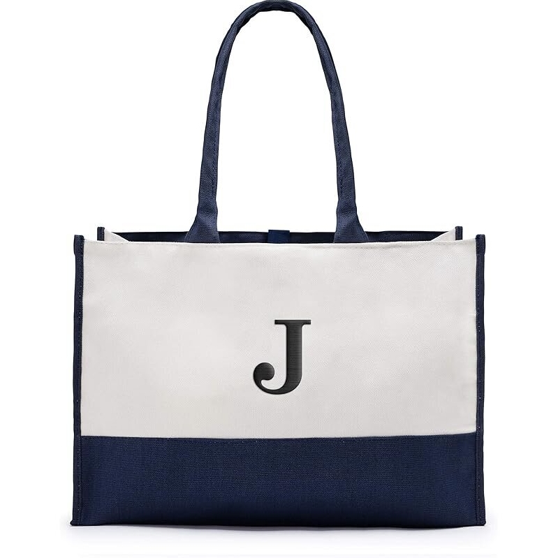 Personalized Color Block Canvas Fabric Tote Bag by WEDDINGSTAR