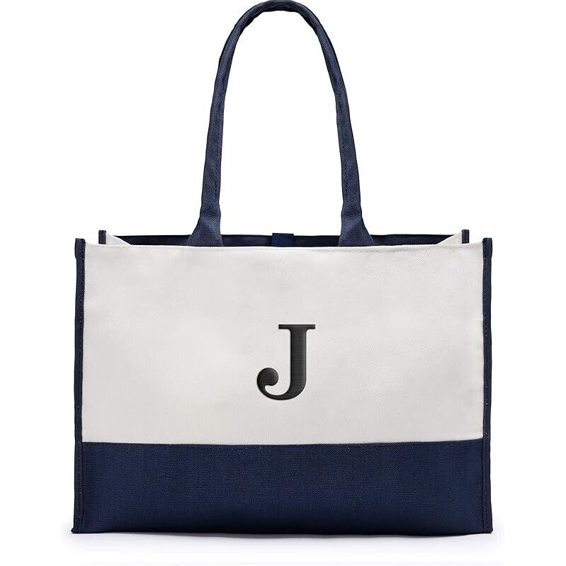 Personalized Color Block Canvas Fabric Tote Bag by WEDDINGSTAR