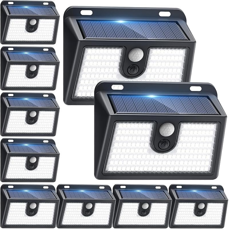 10-Pack Solar Motion Sensor Outdoor Lights, High-Efficiency, Durable ABS Material