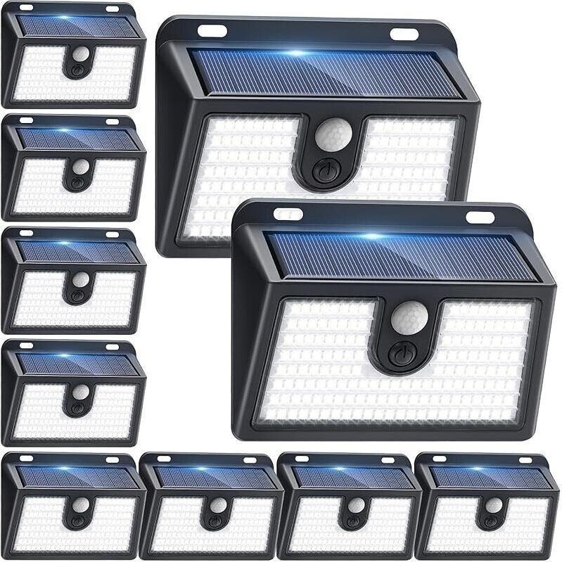 10-Pack Solar Motion Sensor Outdoor Lights, High-Efficiency, Durable ABS Material