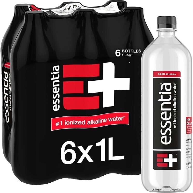 Essentia 6-Pack Alkaline Ionized Water Bottles - Hydration on the Go